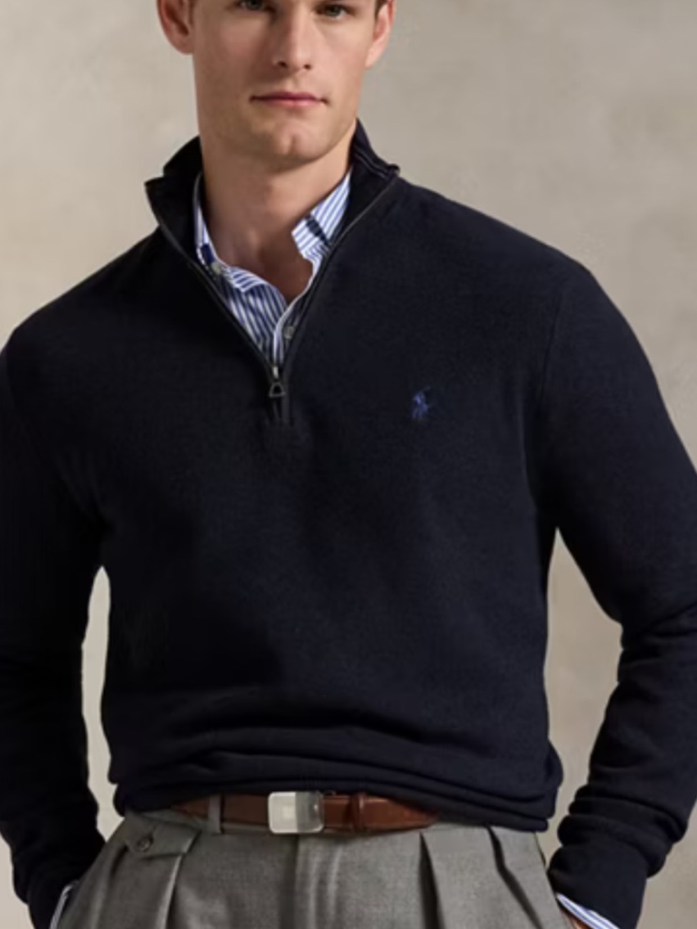 Polo by Ralph Lauren Dark Navy gray Quarter-Zip Sweater XL
